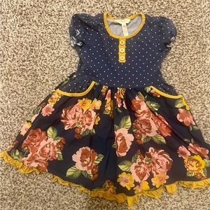 Matilda Jane size 4 girl’s dress. Navy blue with flowers.
